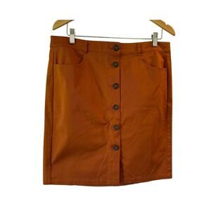 Loft Outlet Button Front Mini Skirt SZ 14 Petite Burn Sienna